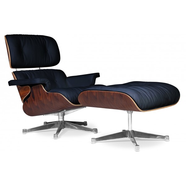 Fauteuil avec repose-pieds cuir