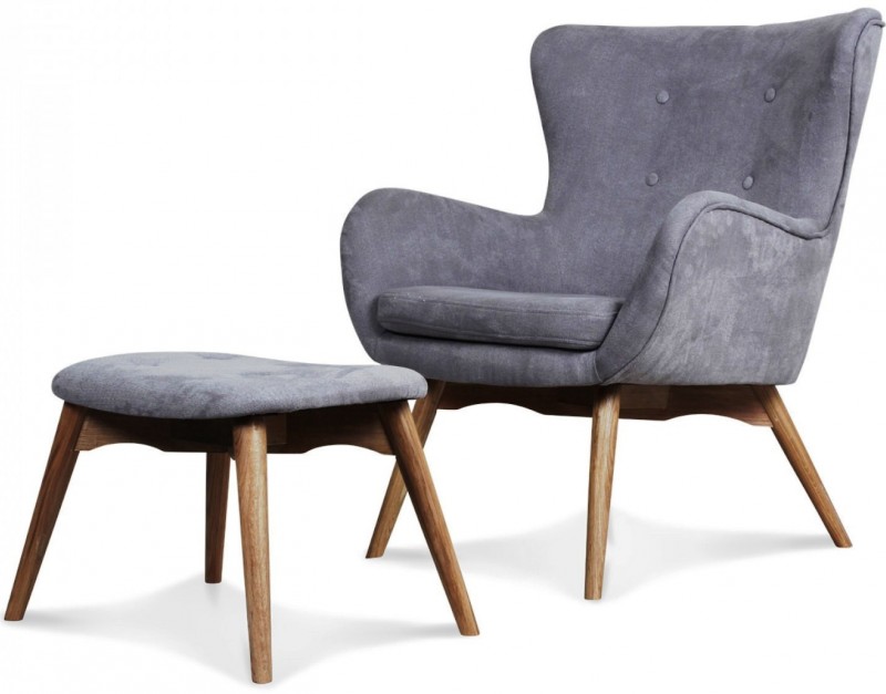 Fauteuil avec repose-pieds velours